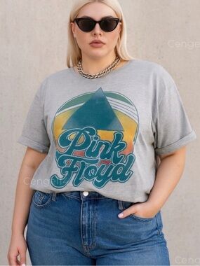 Pink Floyd Dark Side of the Moon Prism Graphic Band Tee Gray Size 0X NWOT